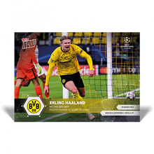 Load image into Gallery viewer, UEFA Champions League record: Fastest player to score 20 goals - UCL Topps NOW® card #50 Erling Braut Halland - PRE ORDER
