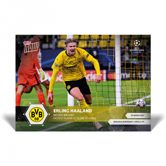 UEFA Champions League record: Fastest player to score 20 goals - UCL Topps NOW® card #50 Erling Braut Halland - PRE ORDER