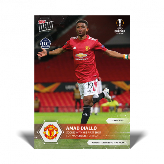 Scores with his first shot for Manchester United - Amad Diallo EL TOPPS NOW® Card #1 - PRE ORDER